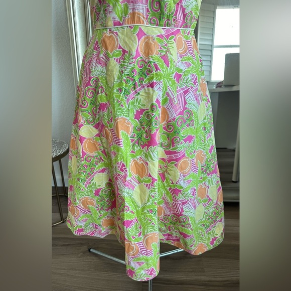 Lilly Pulitzer Lemon Green Pink Crochet Strapless dress Cocktail Party - Picture 3 of 12